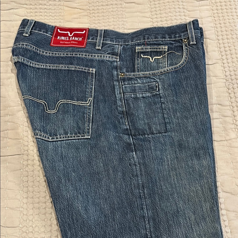 Kimes Ranch Men's Relaxed Jeans - Blue with Red Logo Patch